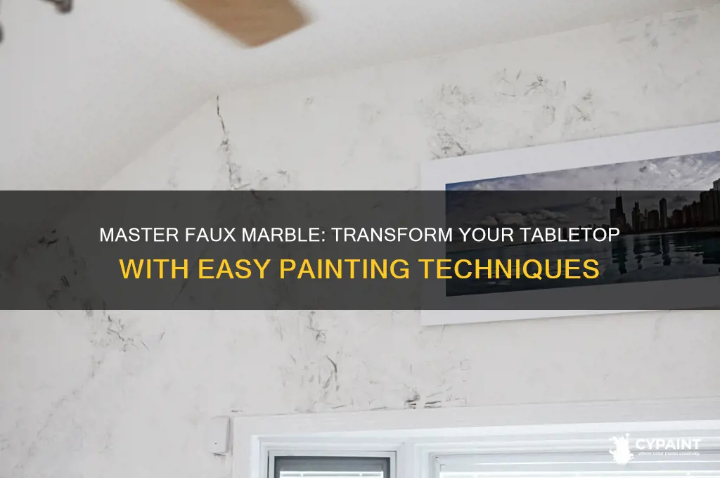 how to paint a faux marble table top