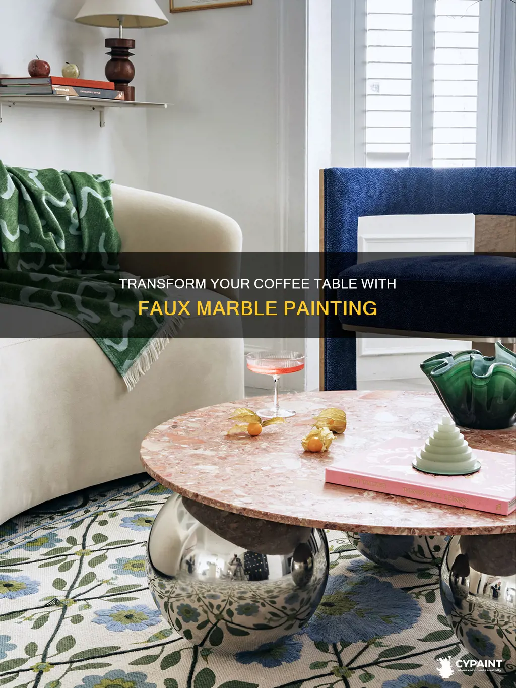 how to paint a faux marble top coffee table