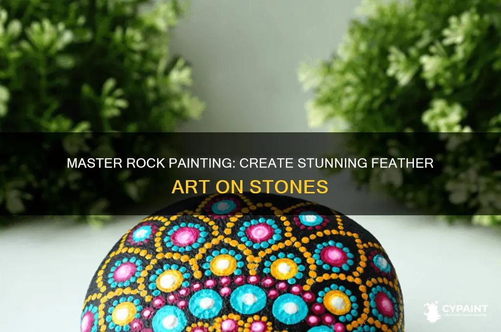 how to paint a feather on a rock