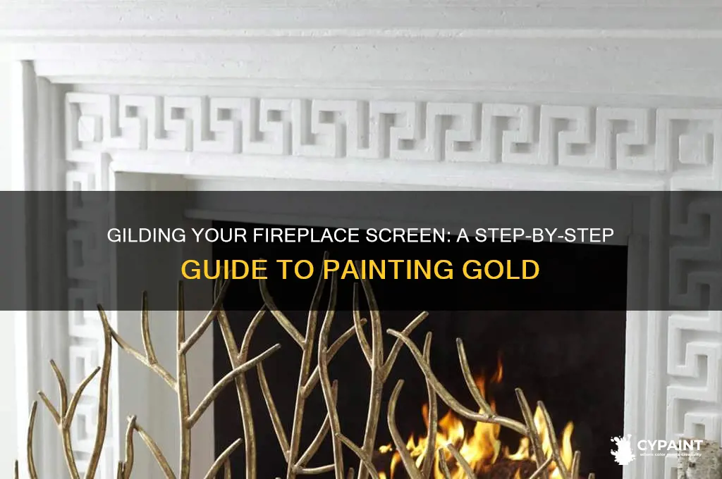 how to paint a fireplace screen gold