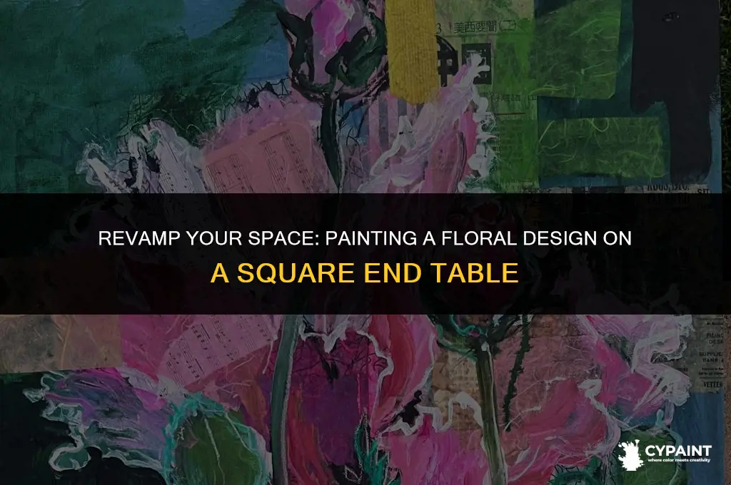 how to paint a fkoral design on square end table