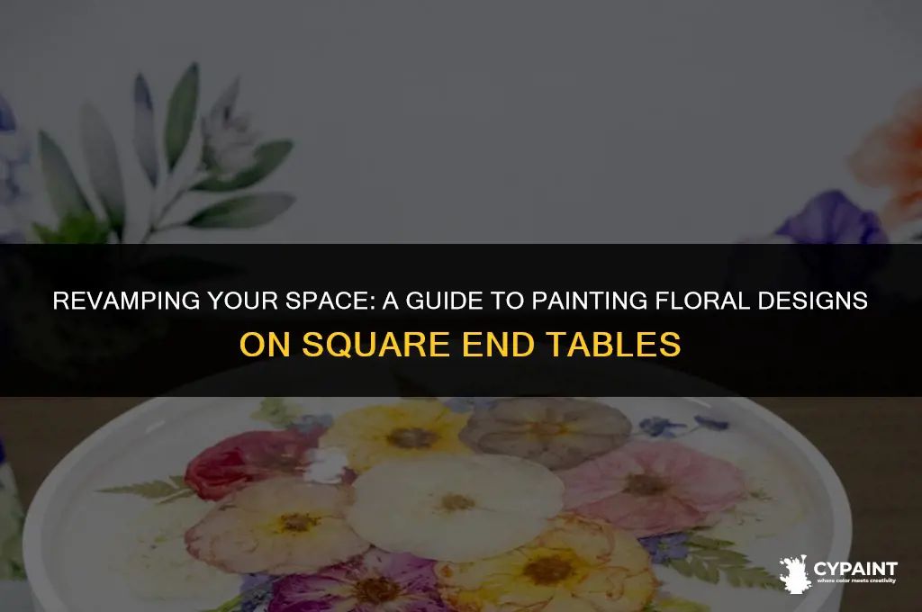 how to paint a floral design on square end table