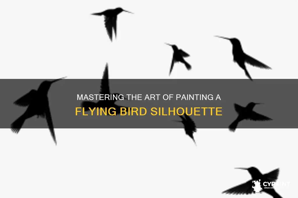 how to paint a flying bird silhouette