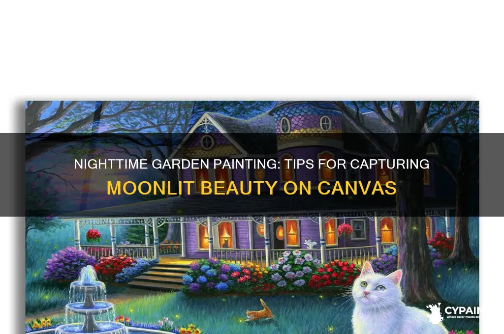 how to paint a garden in the night