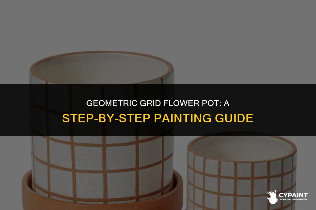how to paint a geometric grid on a flower pot