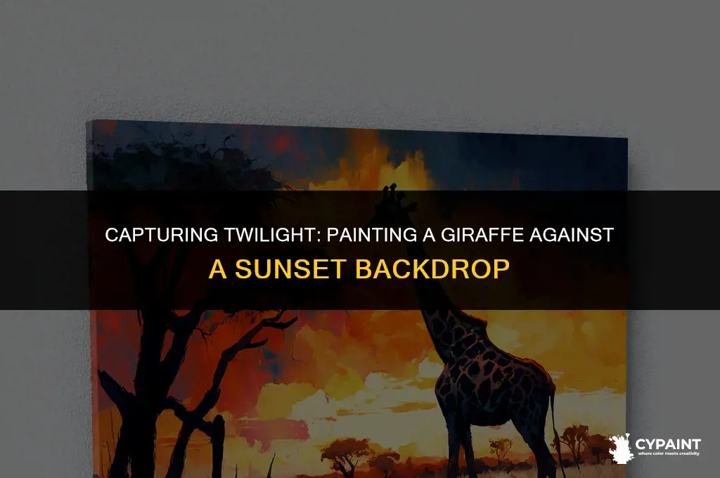 how to paint a giraffe sun set in the backround