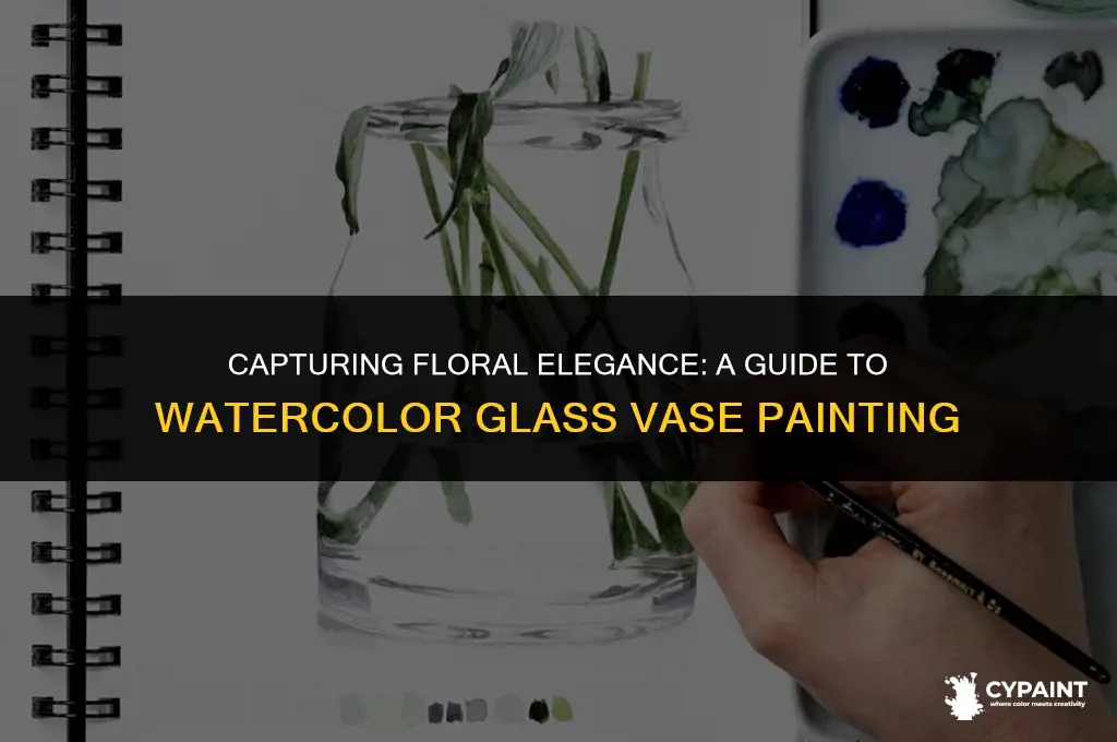 how to paint a glass vase of flowers in watercolour