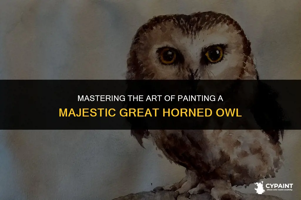 how to paint a great horned owl step by step