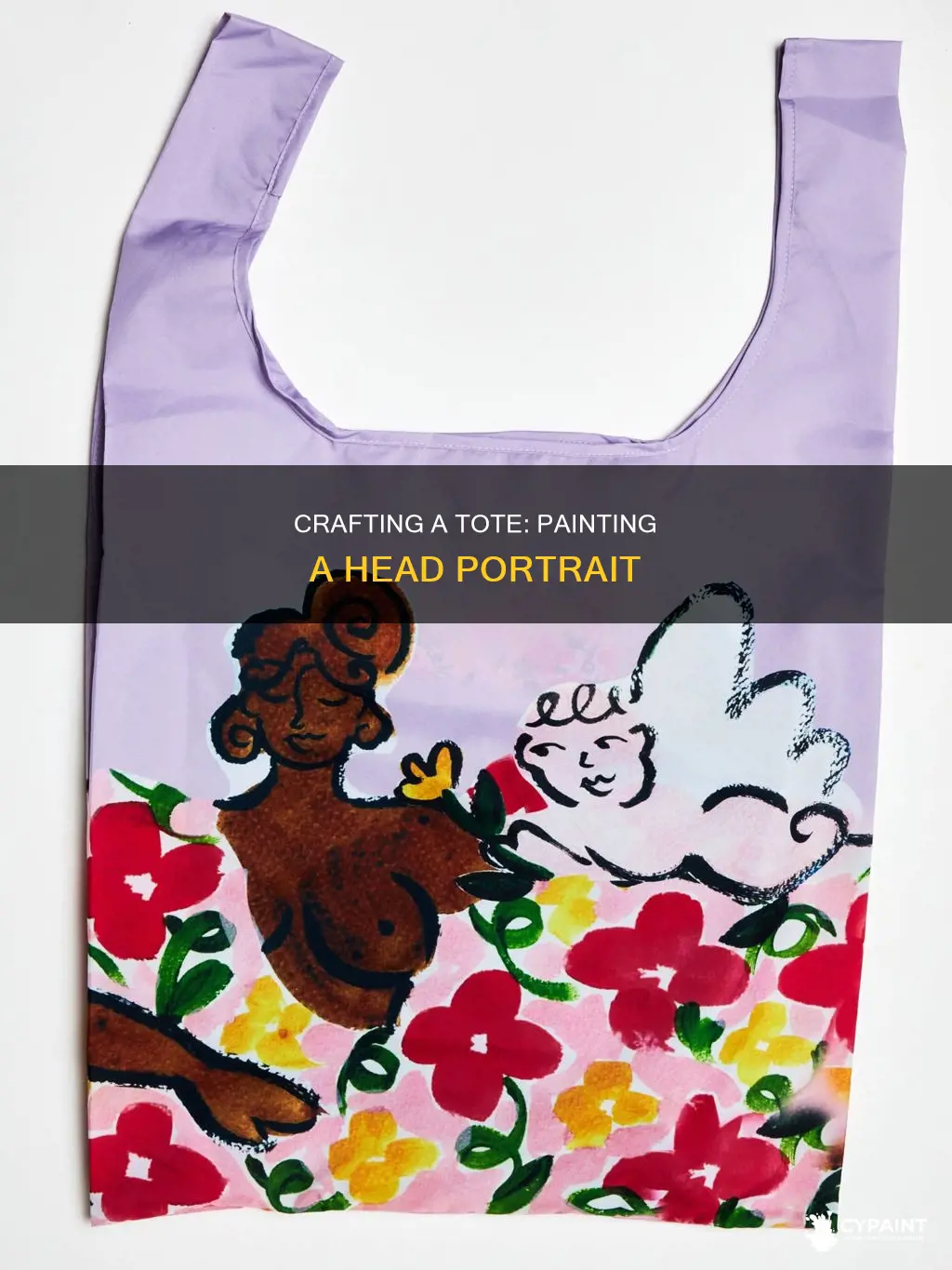 how to paint a head on a tote bag