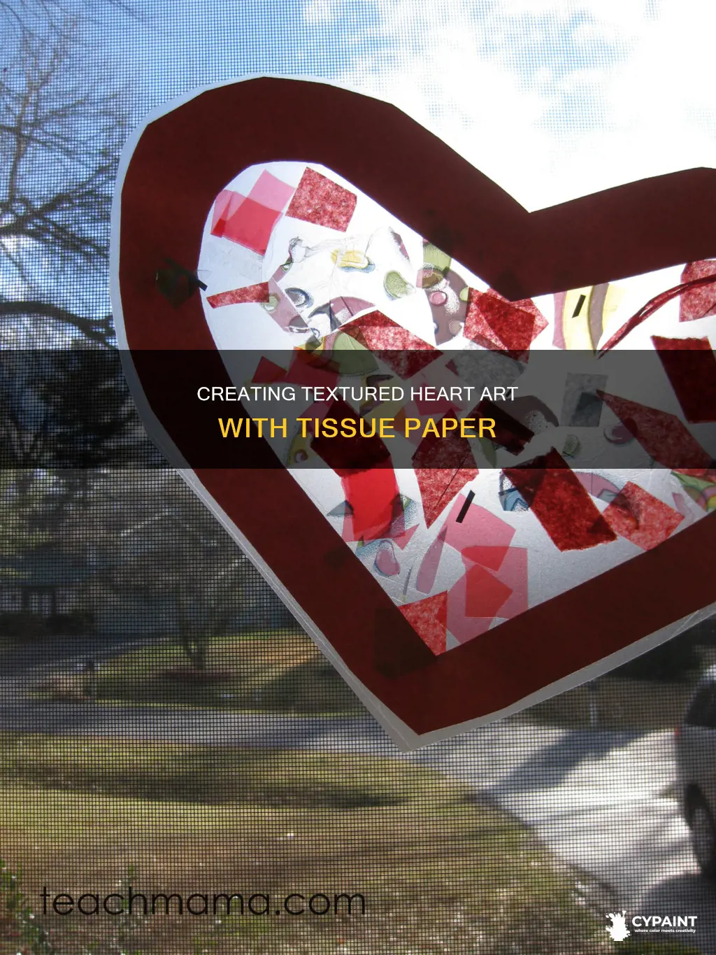 how to paint a heart with tissue paper texture