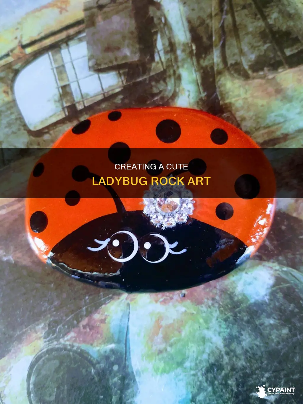 how to paint a lady bug on a rock