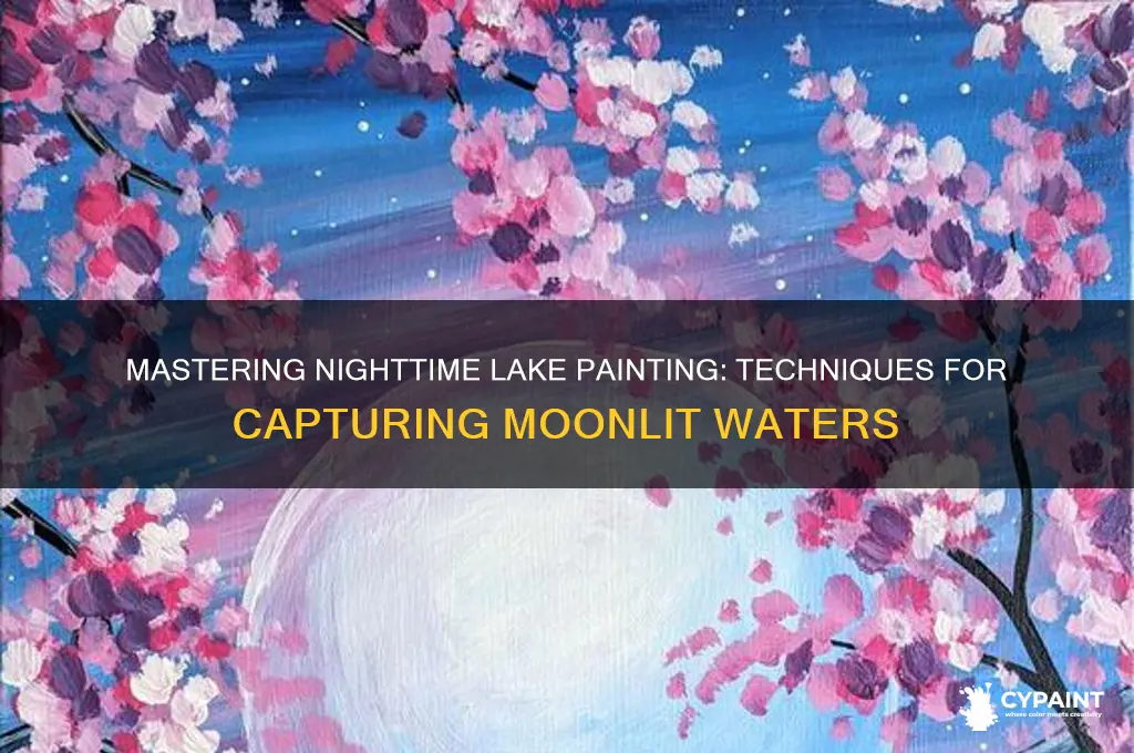 how to paint a lake at night