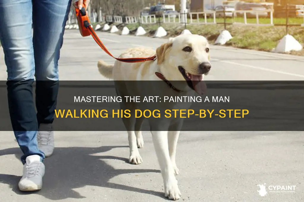how to paint a man walking a dog