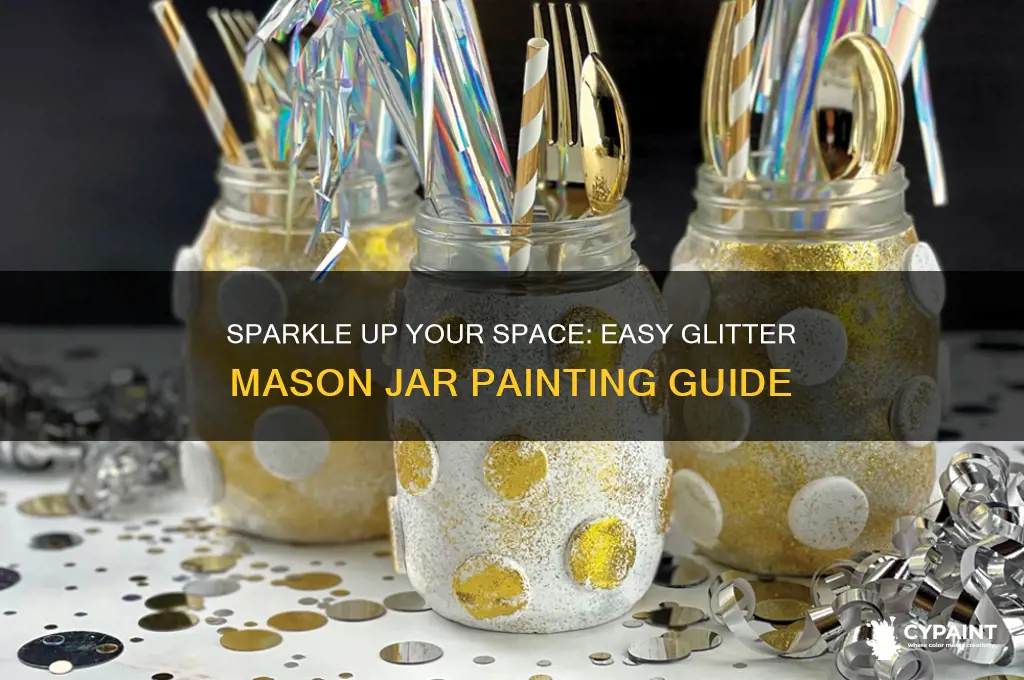 how to paint a mason jar with glitter
