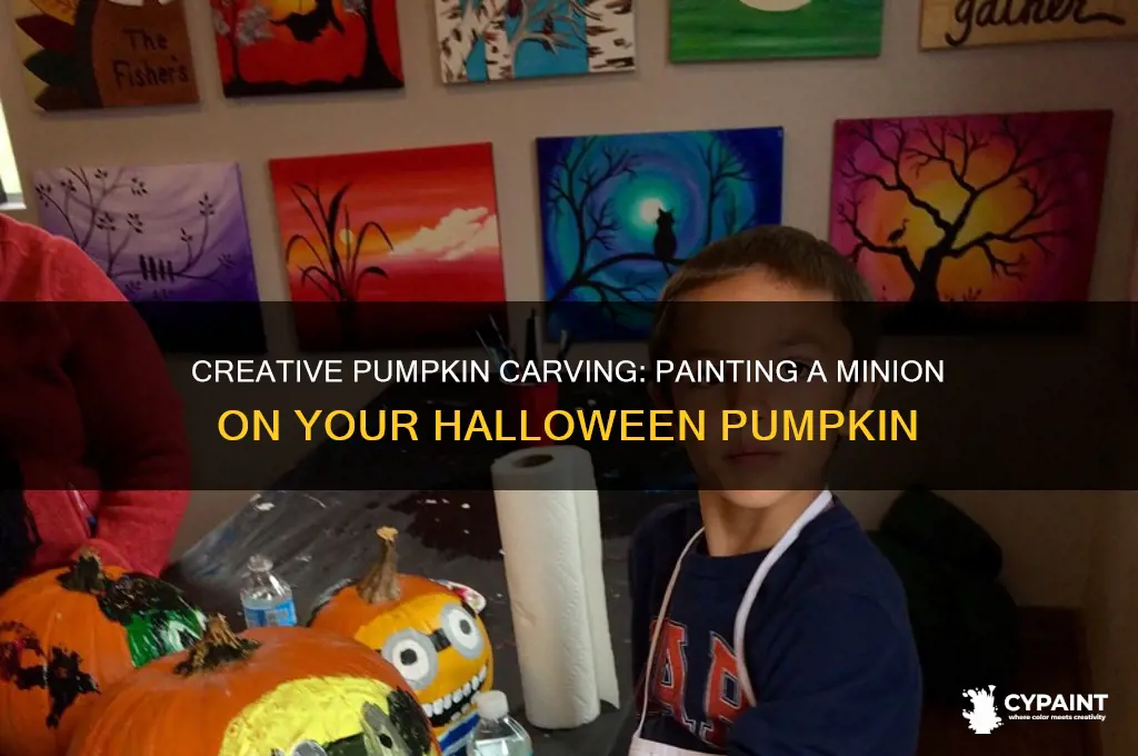 how to paint a minion on a pumpkin