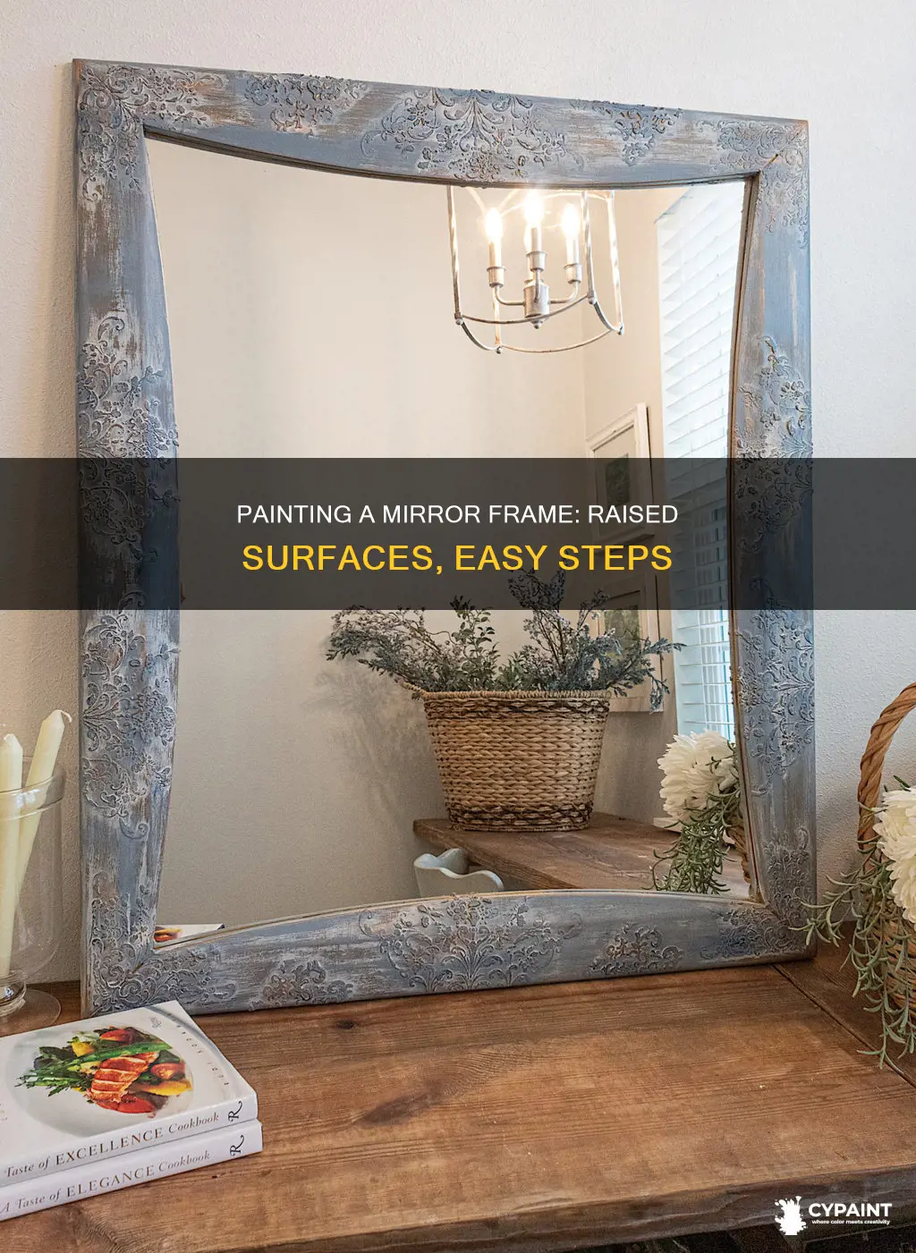 how to paint a mirror frame with raised surface