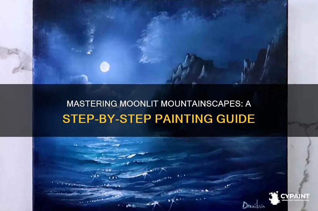 how to paint a moon over a mountain