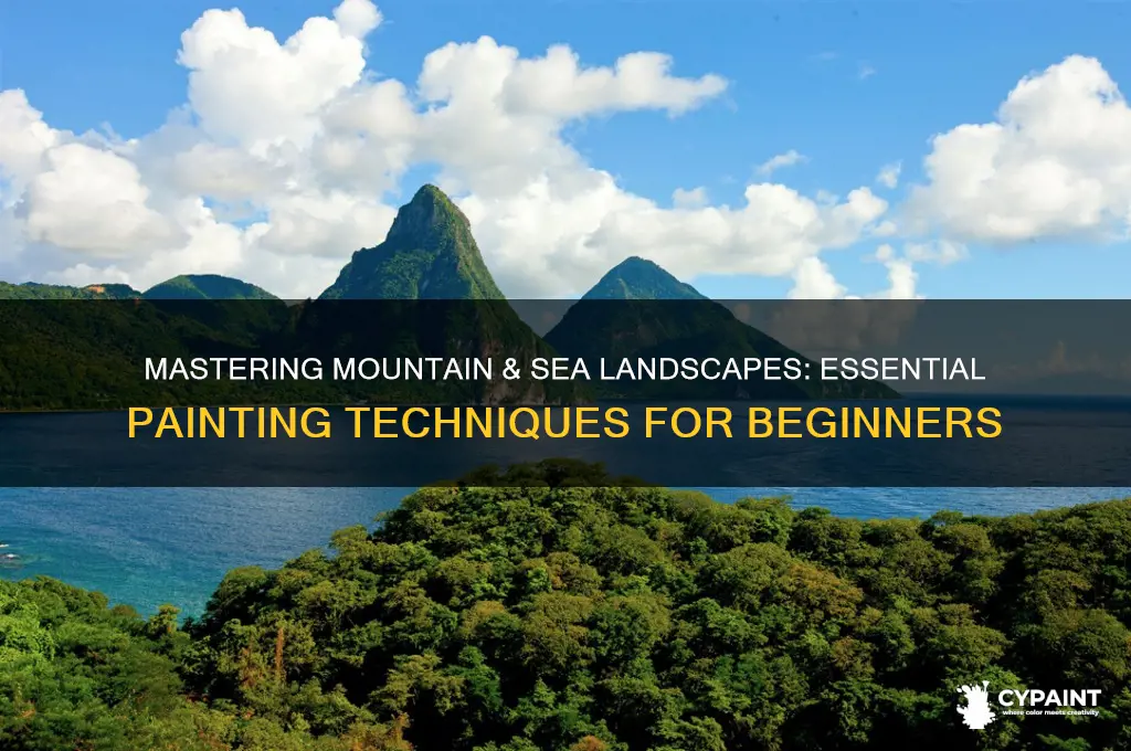 how to paint a mountain and sea landscape