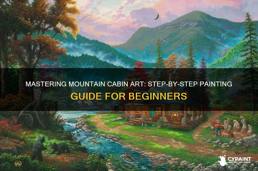how to paint a mountain cabin scene