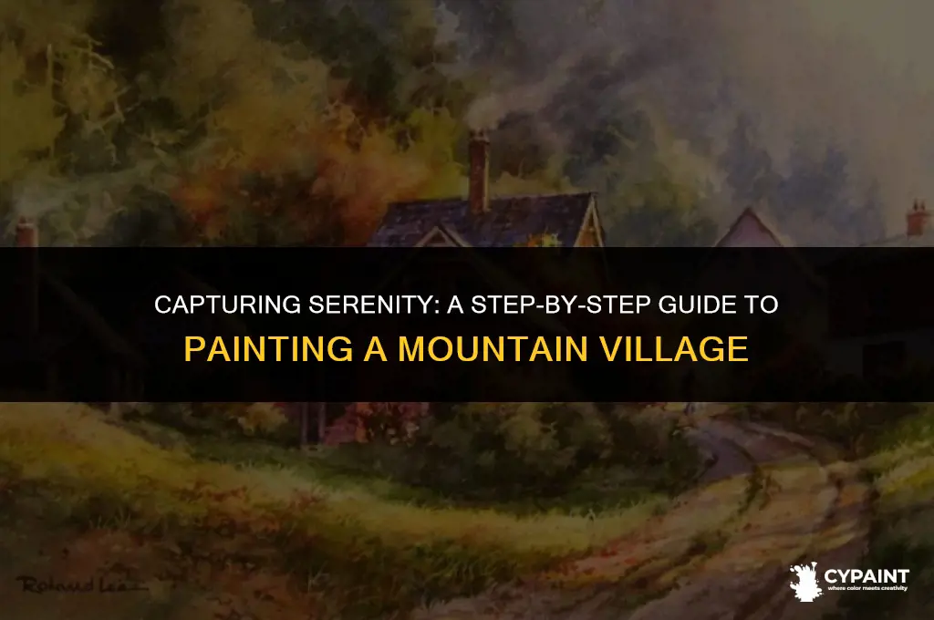 how to paint a mountain with a village on it