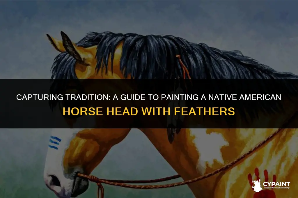 how to paint a native american horse head with feathers