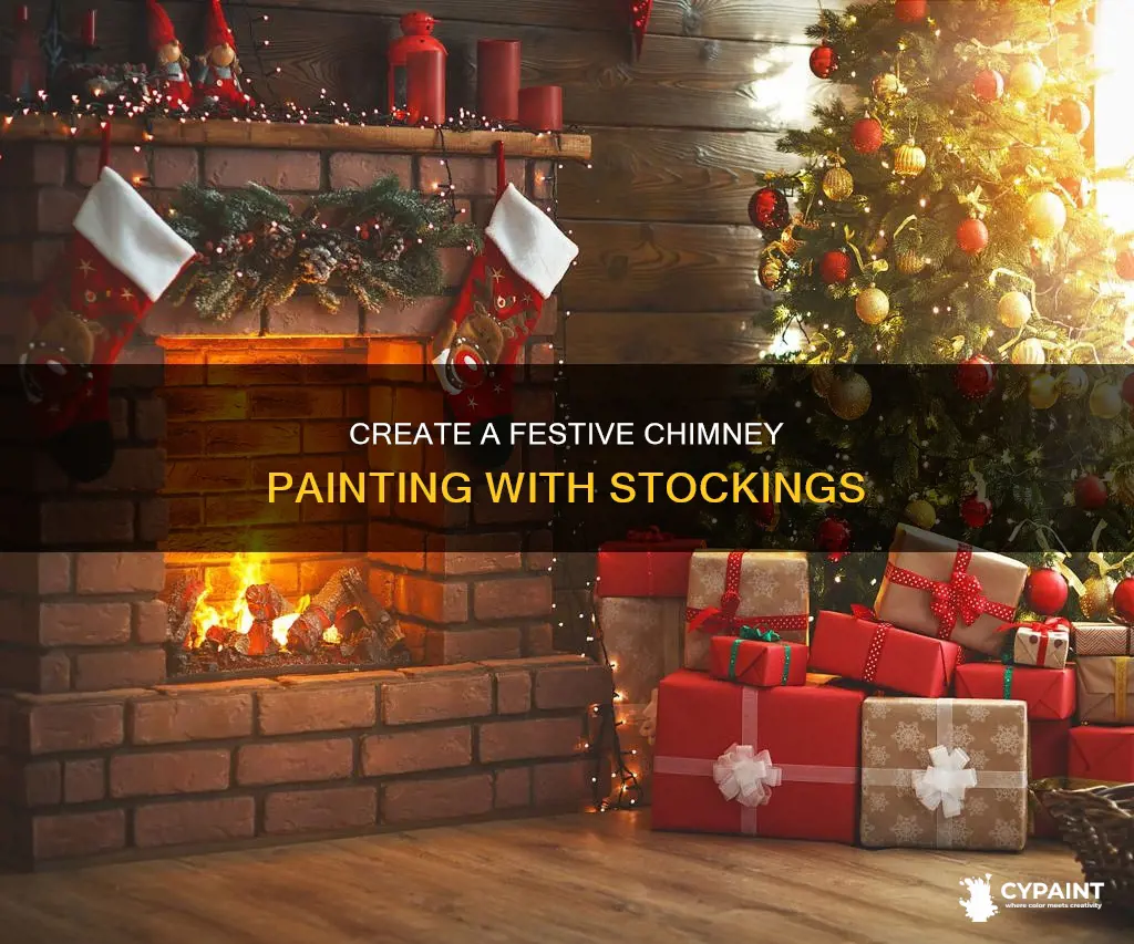 how to paint a painting of chimney with stockings