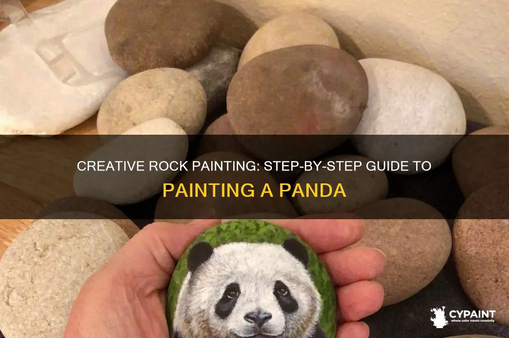 how to paint a panda on a rock