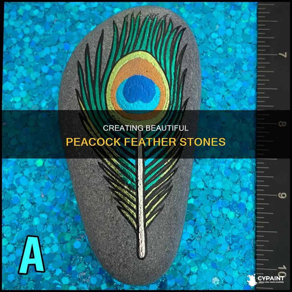 how to paint a peacock feather on a rock