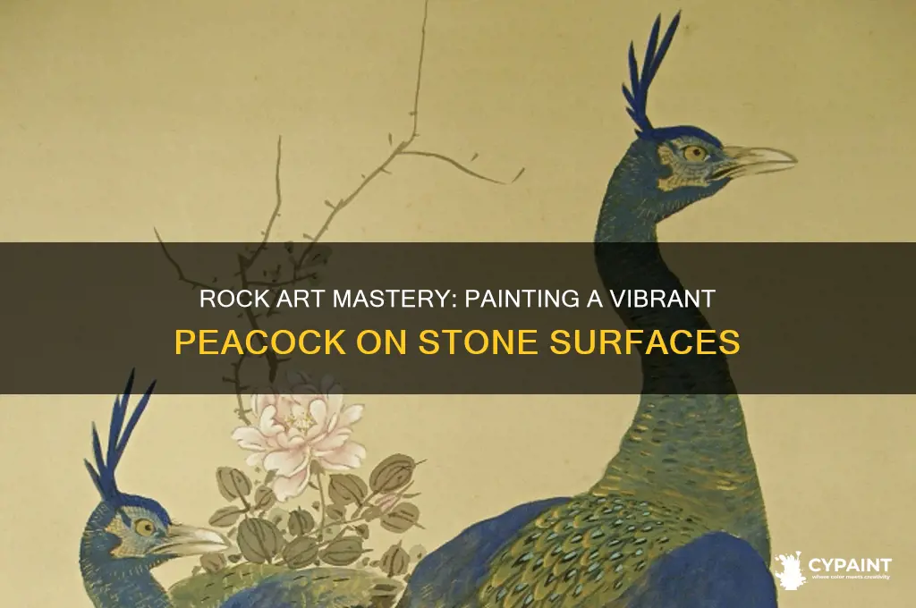 how to paint a peacock on a rock