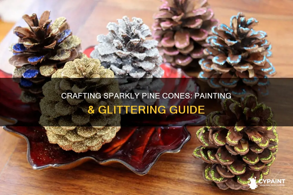 how to paint a pine cone and add glitter