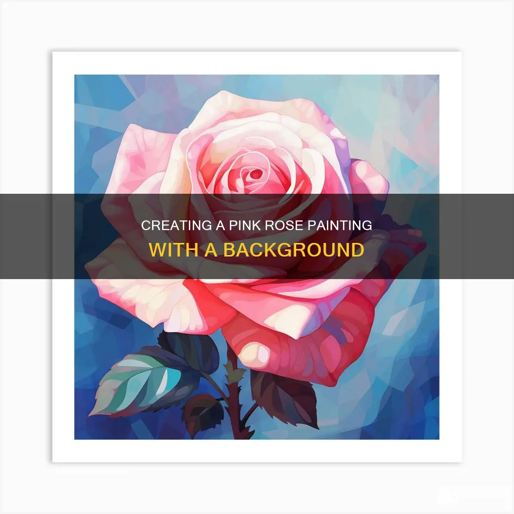 how to paint a pink rose with a background