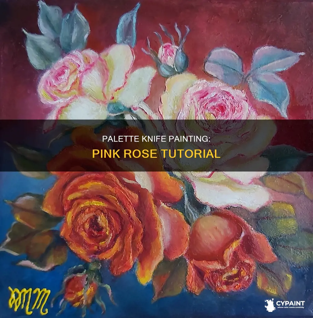 how to paint a pink rose with palette knife