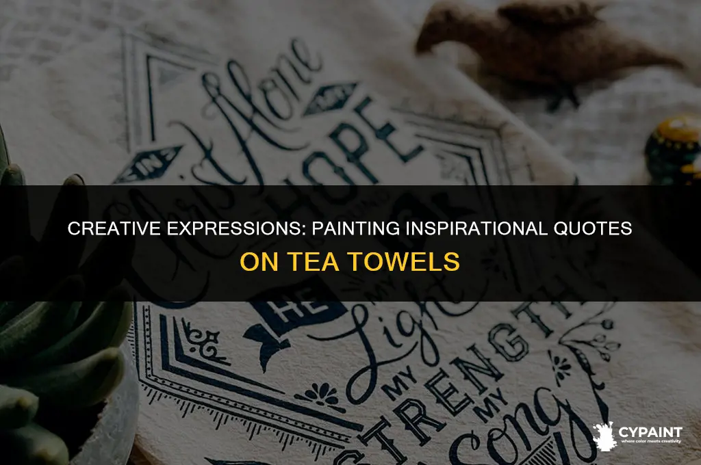 how to paint a q uote on a tea towel