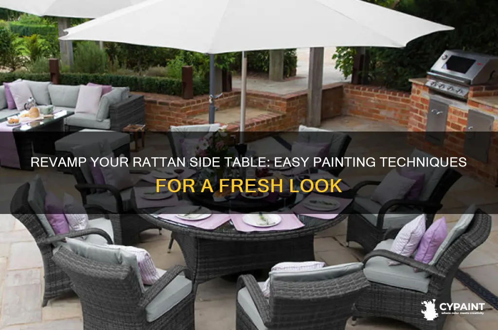 how to paint a rattan side table