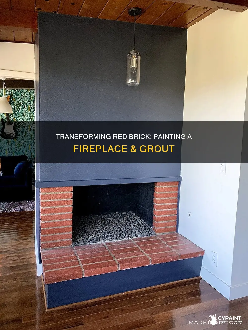 how to paint a red brick gireplave with grout