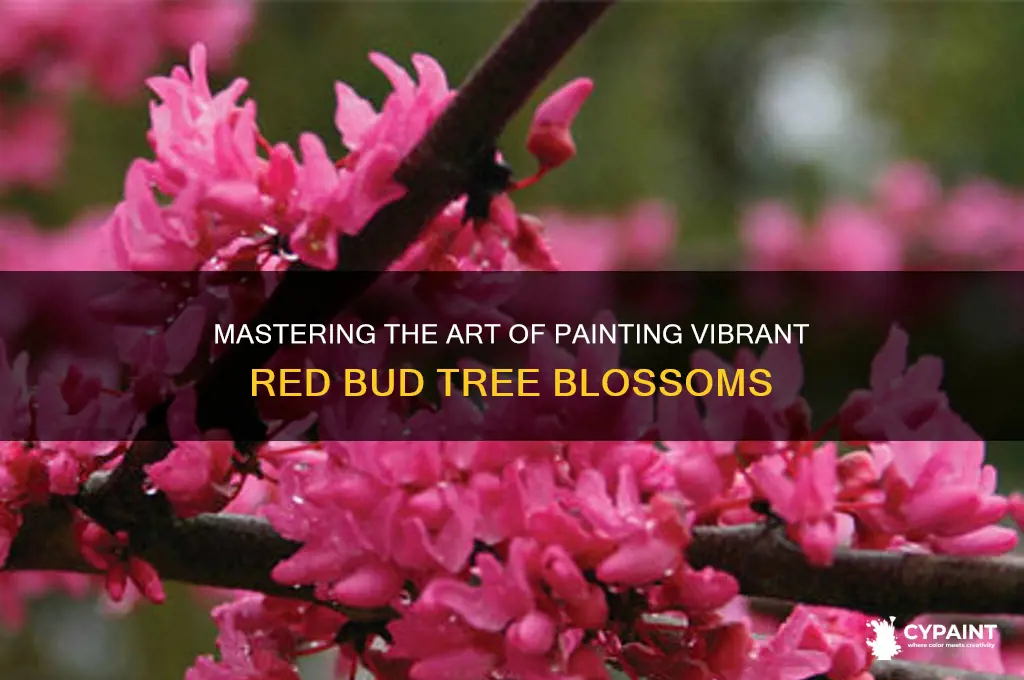 how to paint a red bud tree blossoms