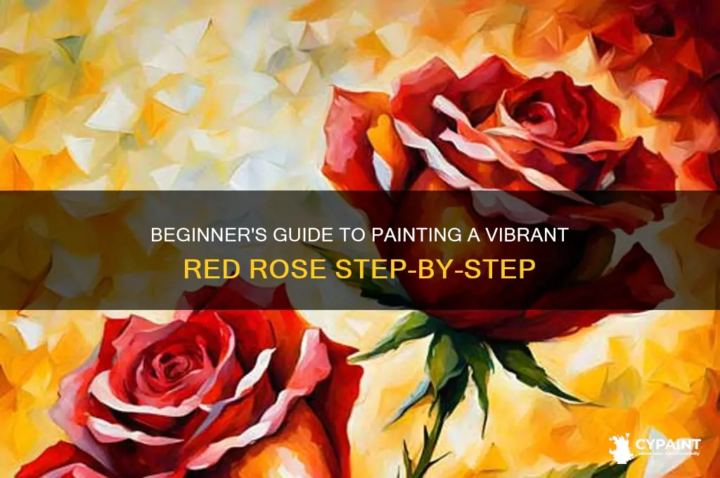 how to paint a red rose for beginners