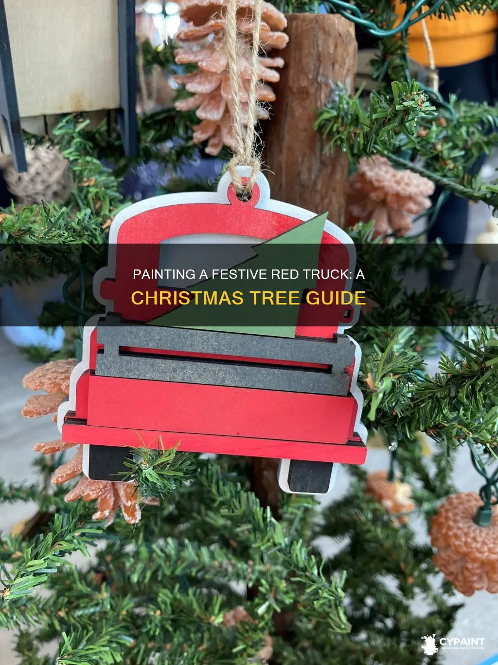how to paint a red truck with christmas tree