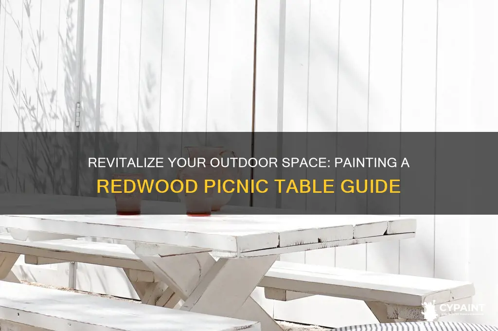 how to paint a redwood picnic table
