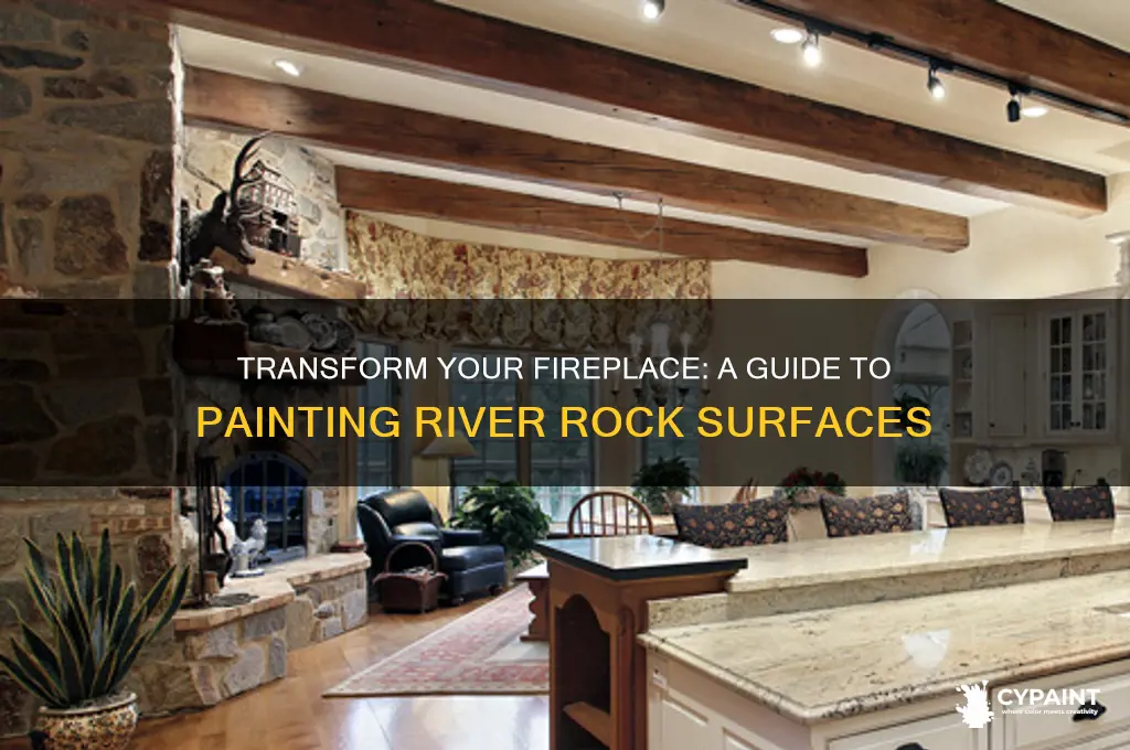 how to paint a river rock fireplace