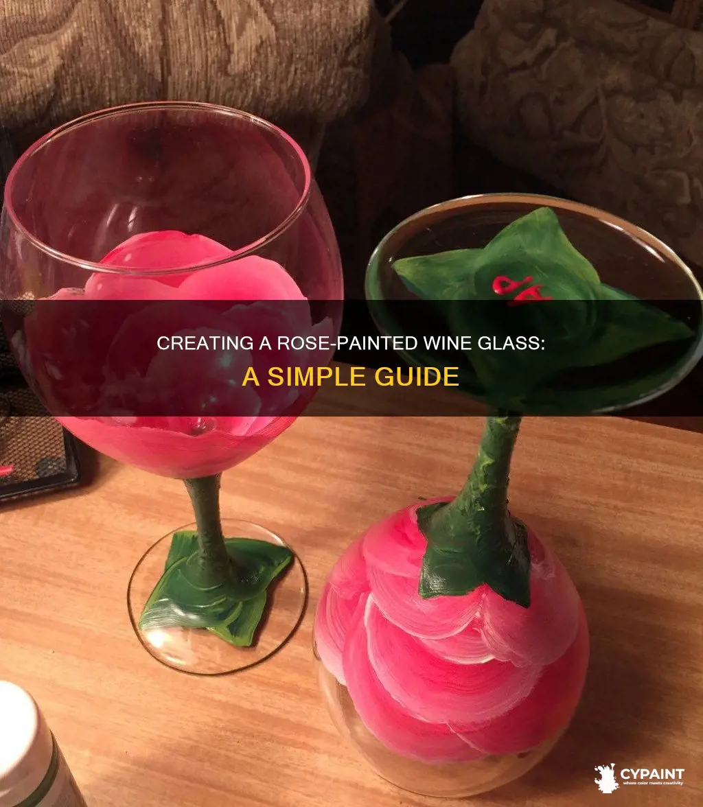 how to paint a rose on a wine glass