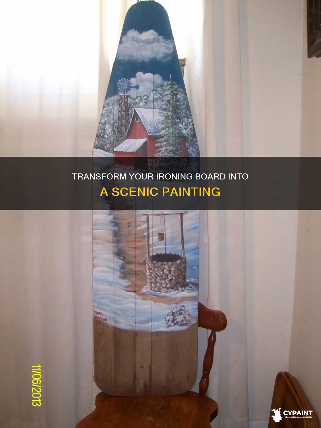 how to paint a scene on an ironing board