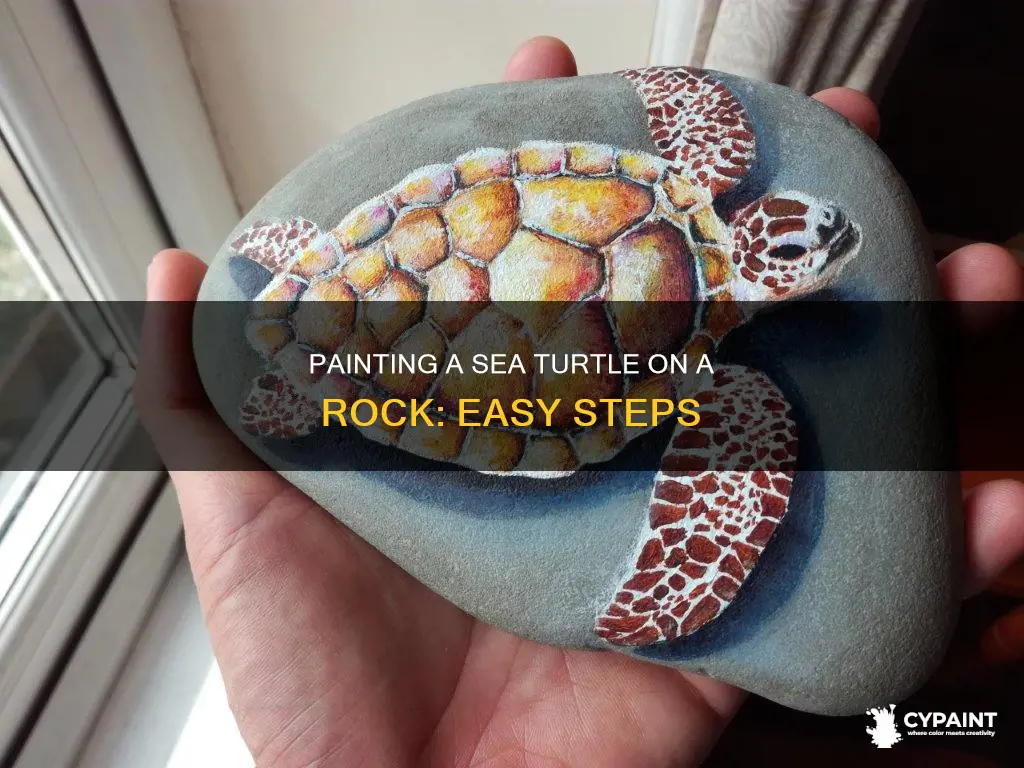 how to paint a sea turtle on a rock