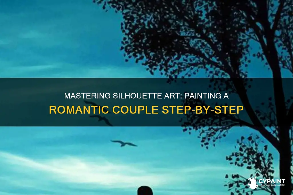 how to paint a silhouette of a couple