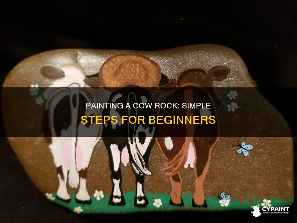 how to paint a simple cow on a rock