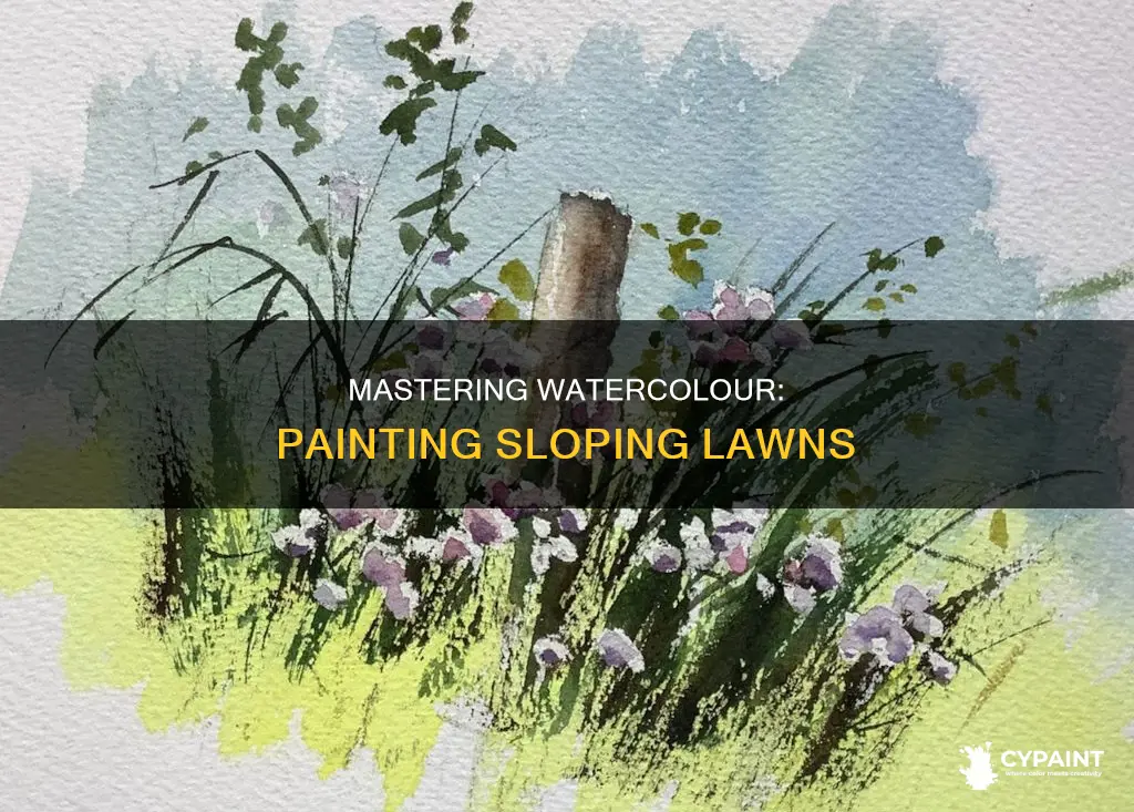 how to paint a sloping mowed lawn in watercolour