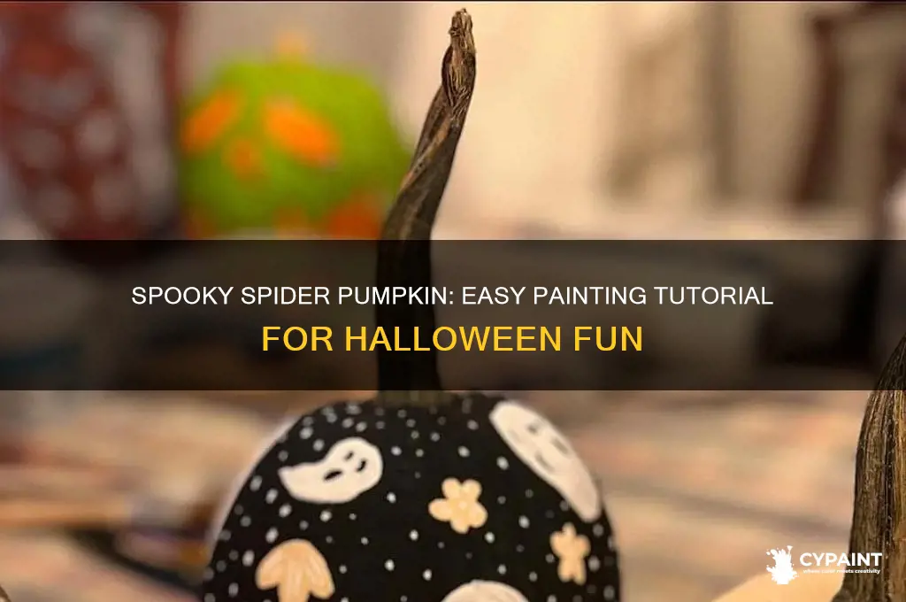 how to paint a spider on a pumpkin