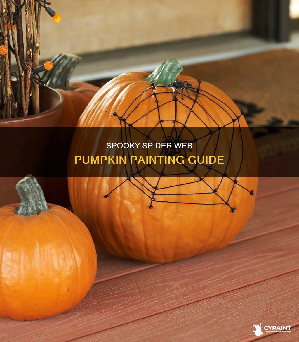 how to paint a spider web on a pumpkin