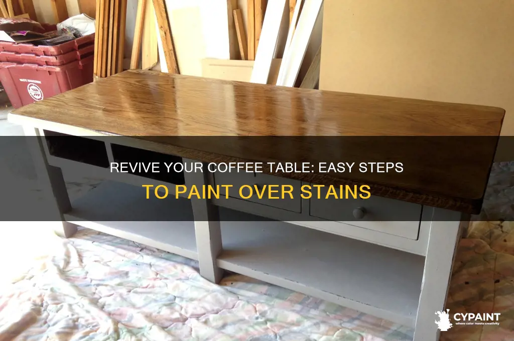 how to paint a stained coffee table