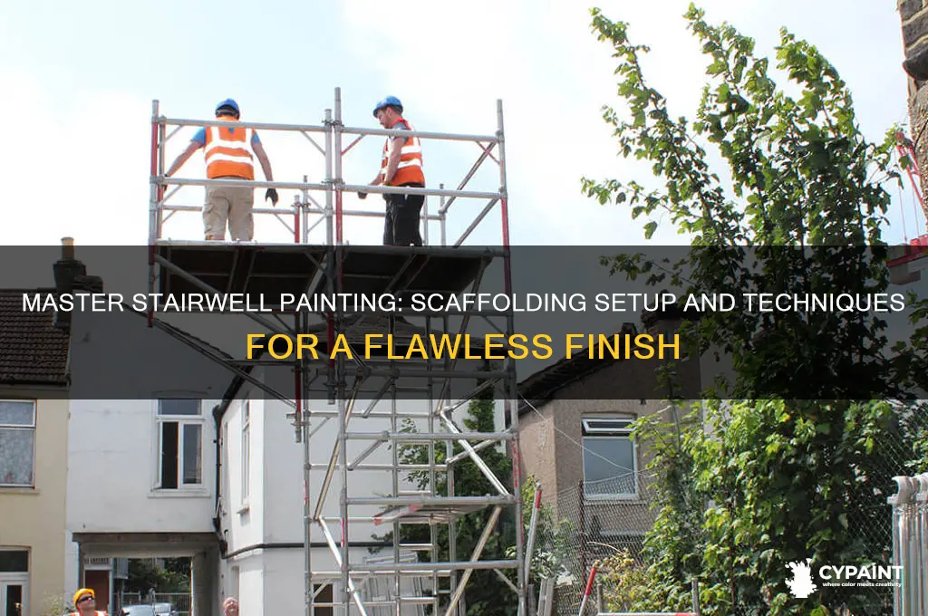 how to paint a stairwell with scaffolding
